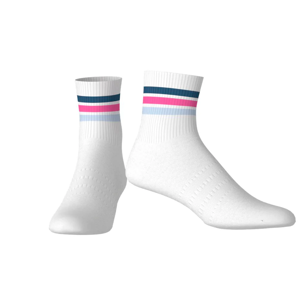 Adidas Chaussettes Mi-Mollet 3 bandes Rose/Bleu/Blanc - Image 7