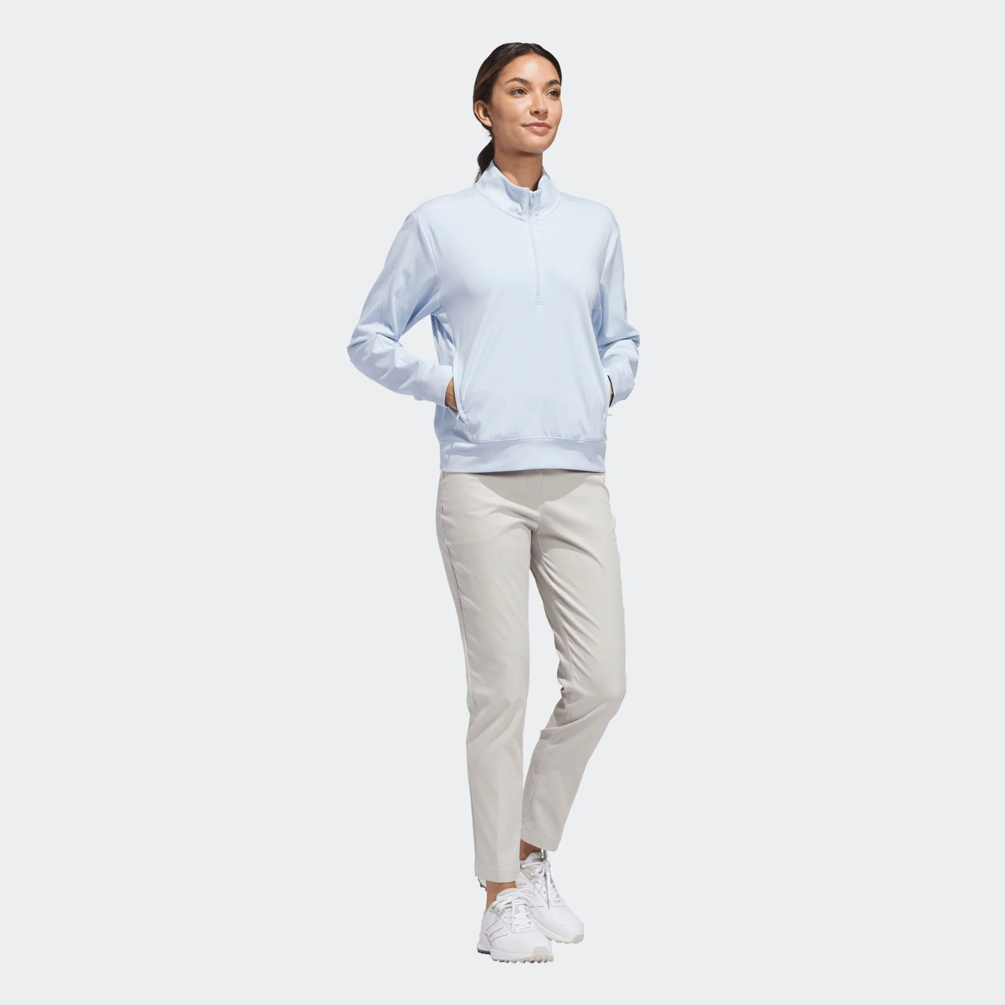 Adidas Pull Femme 1/4 Zip UTL C Bleu Ciel - Image 6