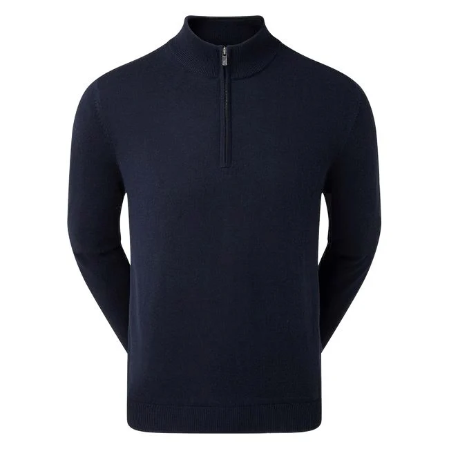 FootJoy Pullover 1/2 Zip Membrané Mélange de Laine Bleu Marine - Image 3