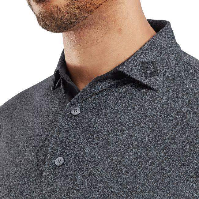 Footjoy polo en fil d'écosse imprimé mouchetée noir Gris - Image 5