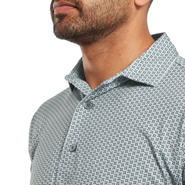 Footjoy polo en fil d'écosse imprimé pied de poule Gris - Image 5