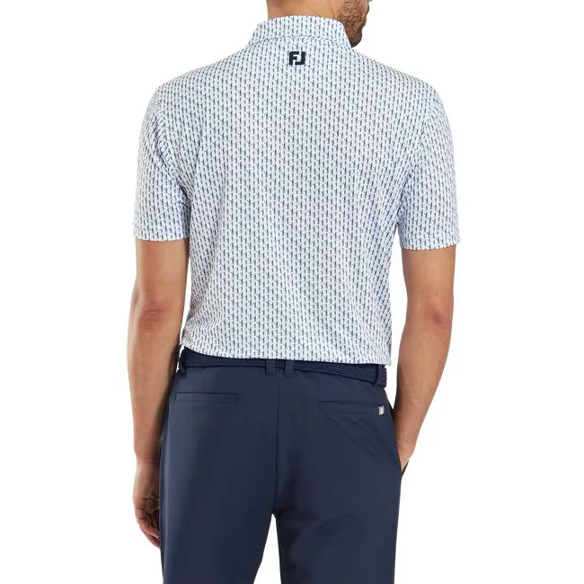 Footjoy polo en fil d'écosse imprimé Silhouette blanc Marine - Image 3
