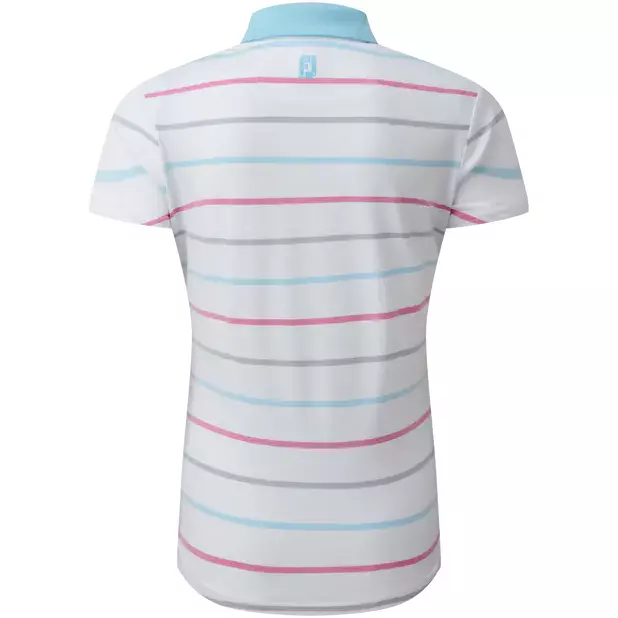 Footjoy Polo Lady Jacquard Oeil d'Oiseau Blanc Bleu - Image 4