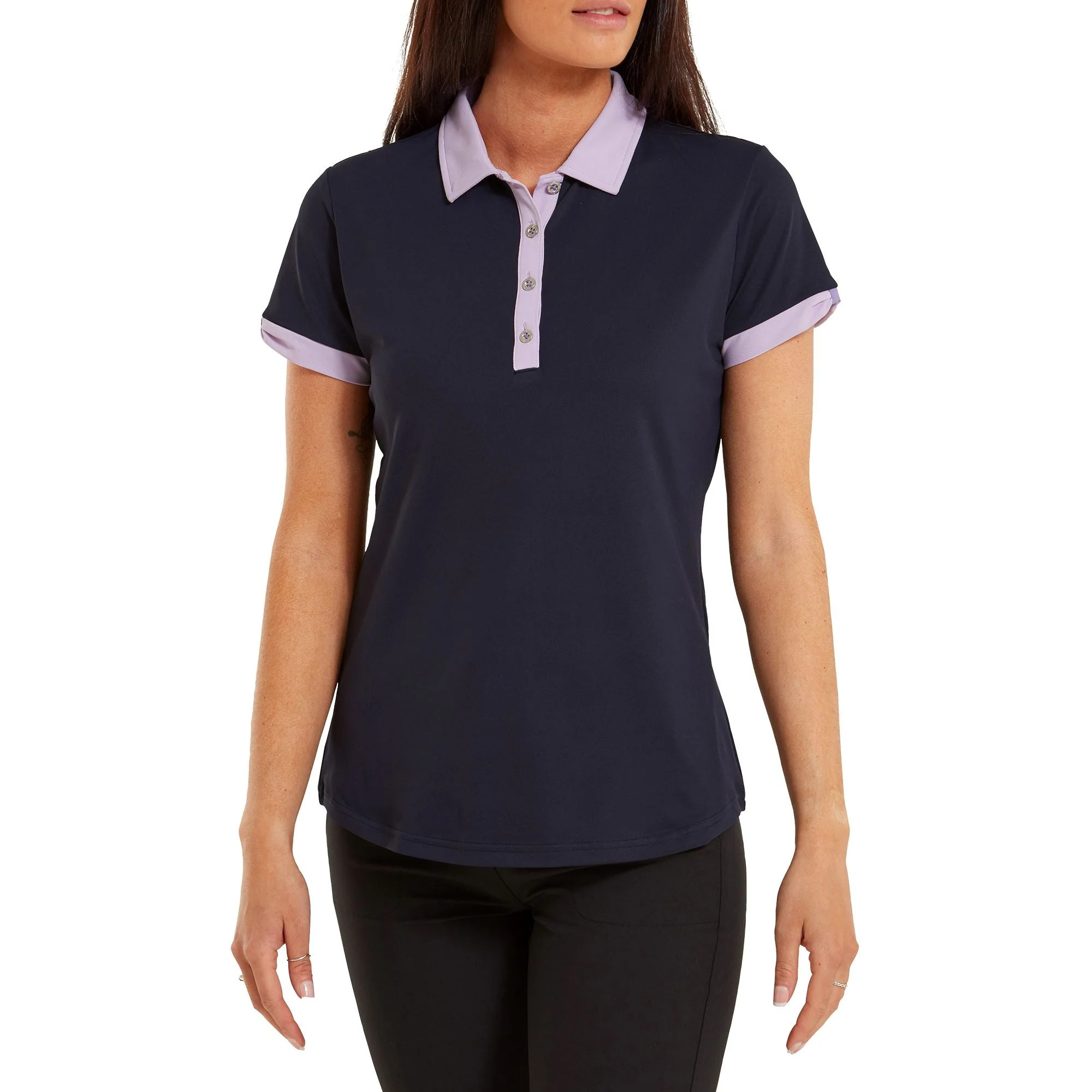 Footjoy Polo Piqué Uni 2023 NAVY Pink - Image 2