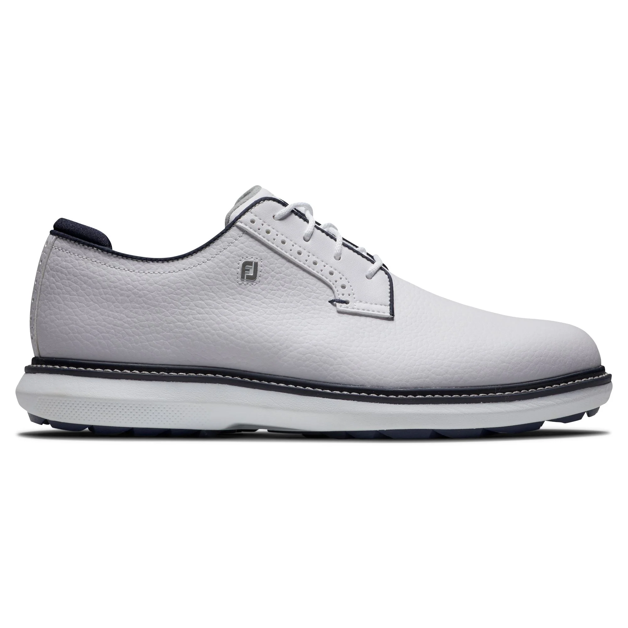Footjoy Traditions spikeless BLUCHER  Blanche Blanche Bleu Marine - confort et élégance - Image 3