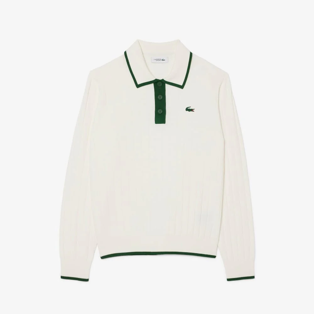 Lacoste Pull Golf Stretch Respirant Regular Fit Blanc Vert - Image 3