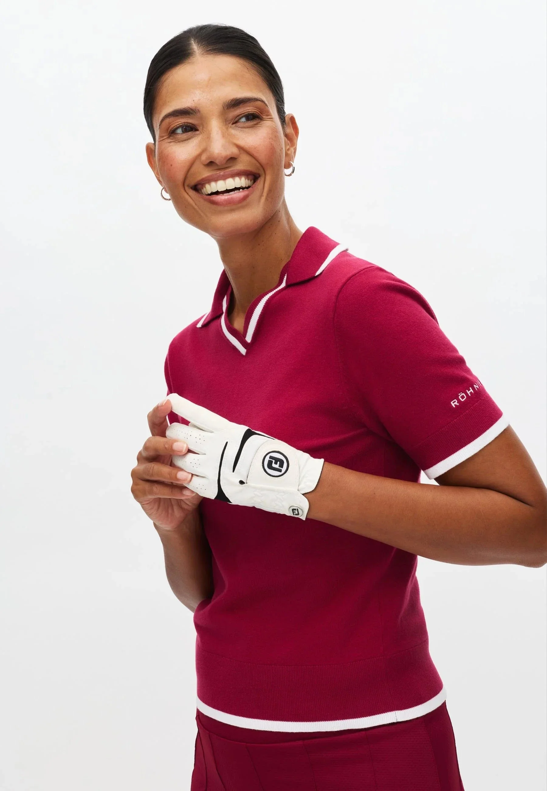 Röhnisch SWING KNITTED Poloshirt en maille Bordeaux/Blanc - Image 2