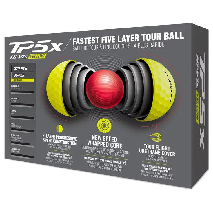 TAYLORMADE BALLES TP5X Jaune 2024 (boite de 12) - Image 2